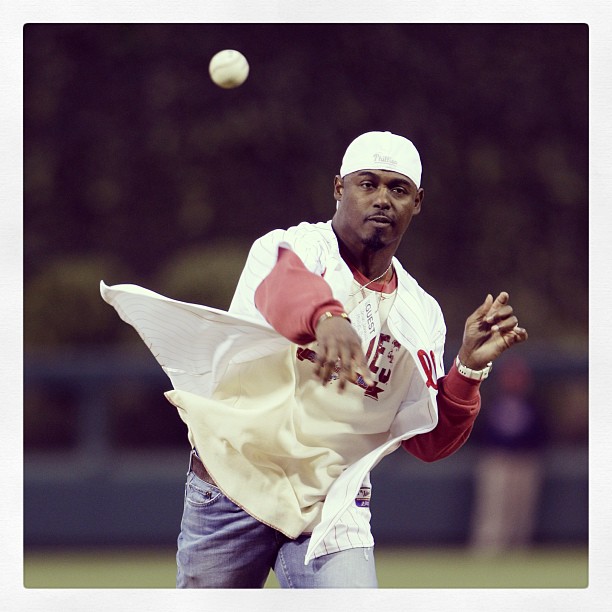 Batter up for Brian Dawkins. Have a Phantastic #OpeningDay, @Phillies!