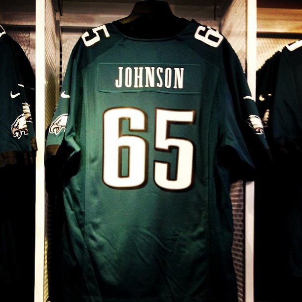 First look: Lane Johnson jerseys hot off the presses.