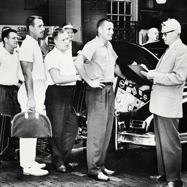 Vets reporting to Training Camp, 1956-style.