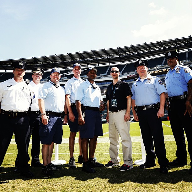 Honoring the Philadelphia Police Force, Fire Dept and First Responders at Open Practice.