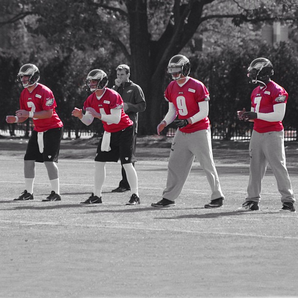 All four QBs in action at practice.