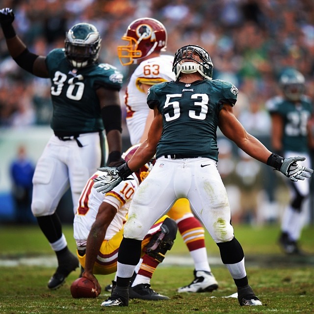 First start. First sack. But a celebration like he's done it for years.