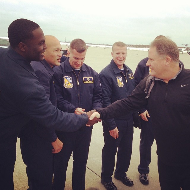 Coach Kelly thanks the Blue Angels.