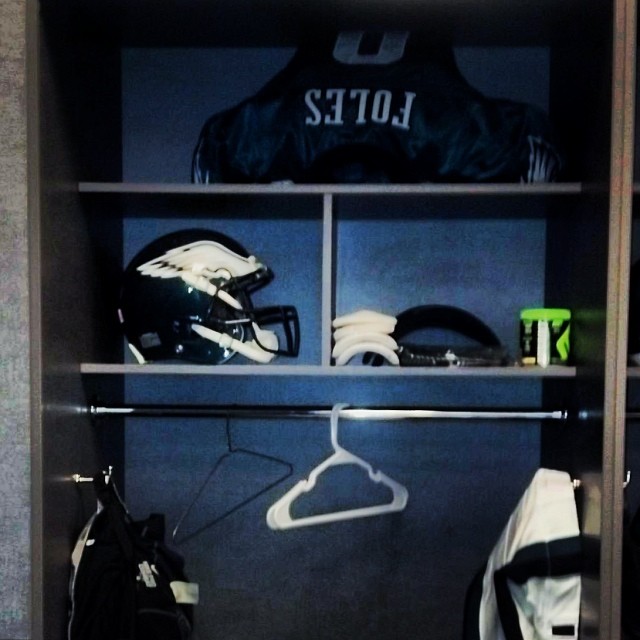 Lockers are ready to go for #SNF. Green jerseys for our 2013 regular season finale.