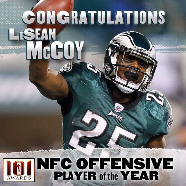 101 top NFL media members agree: LeSean McCoy is the NFC Offensive Player of the YEAR.