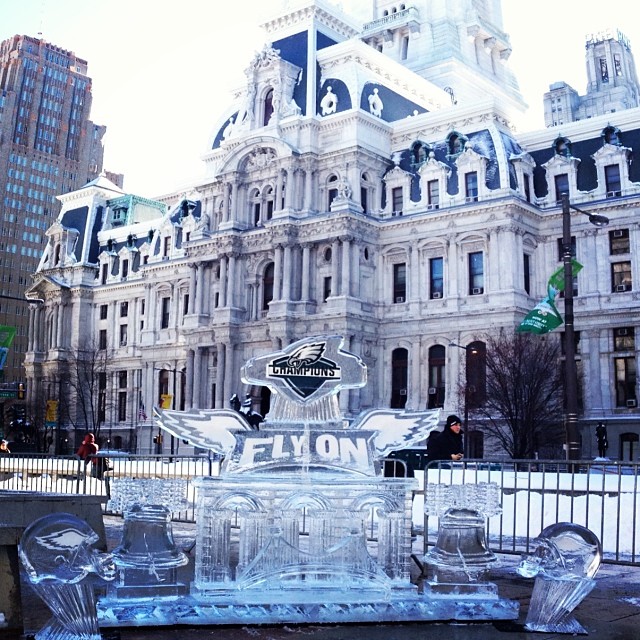 Best way to declare today day: Fly On ice sculpture outside City Hall.