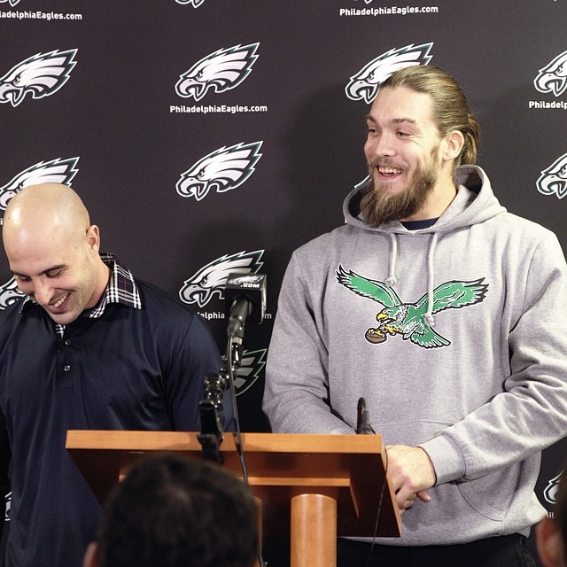 Newest LB Bryan Braman does right with his Welcome to Philly swag.