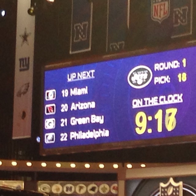 Finally up on the big board. Four picks to go.