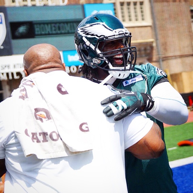 All smiles as the welcome back our alumni for #EaglesCamp.