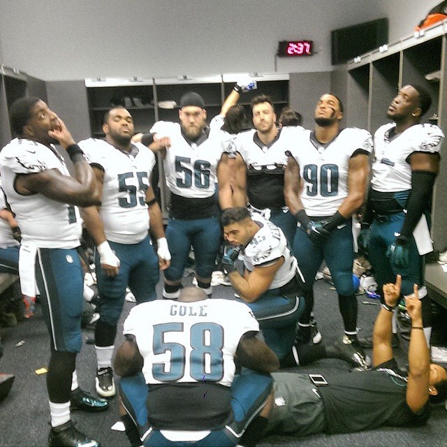 Inside the locker room, ready to FEAST.