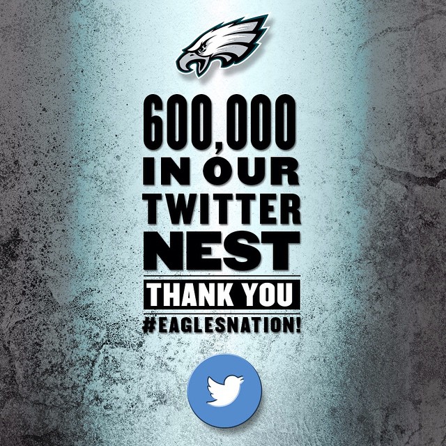 Our @Eagles Twitter Nest is 600k strong. Thank you, #EaglesNation!