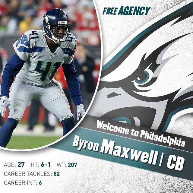 Securing the secondary: agree to terms with CB Byron Maxwell on a six-year contract.