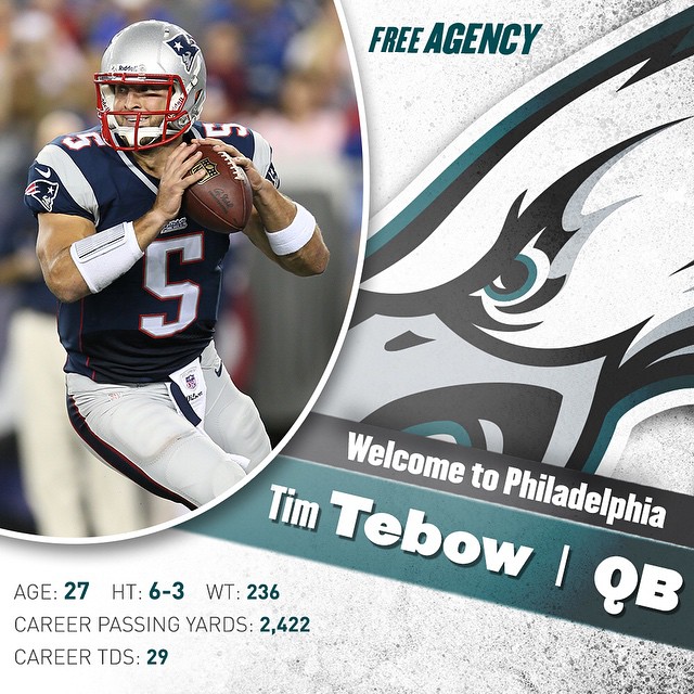 OFFICIAL: It's to #FlyEaglesFly. sign QB Tim Tebow to a one-year contract.