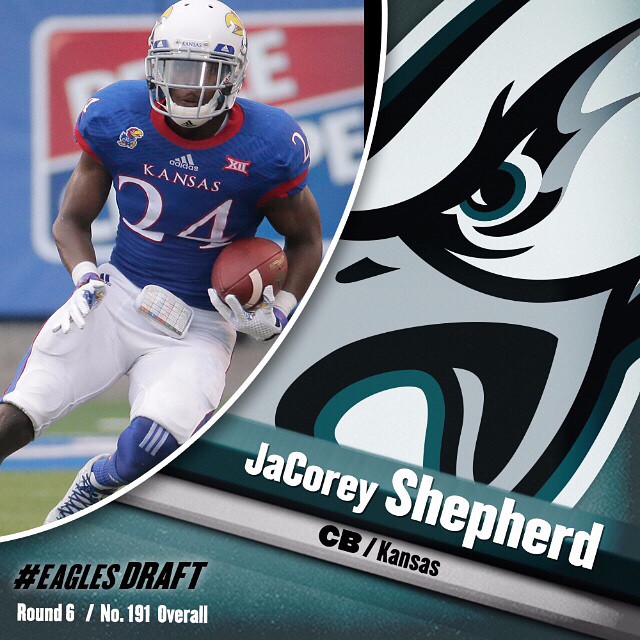 With the 191st pick in the 2015 #EaglesDraft, the select CB JaCorey Shepherd.